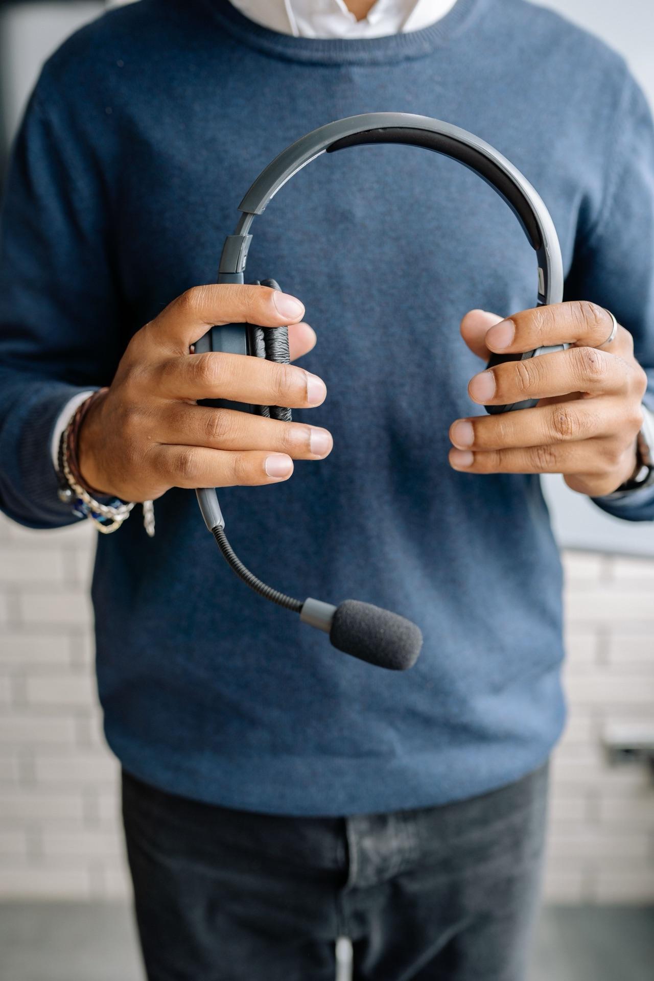 An advisor on a headset call, providing executive-level technology guidance