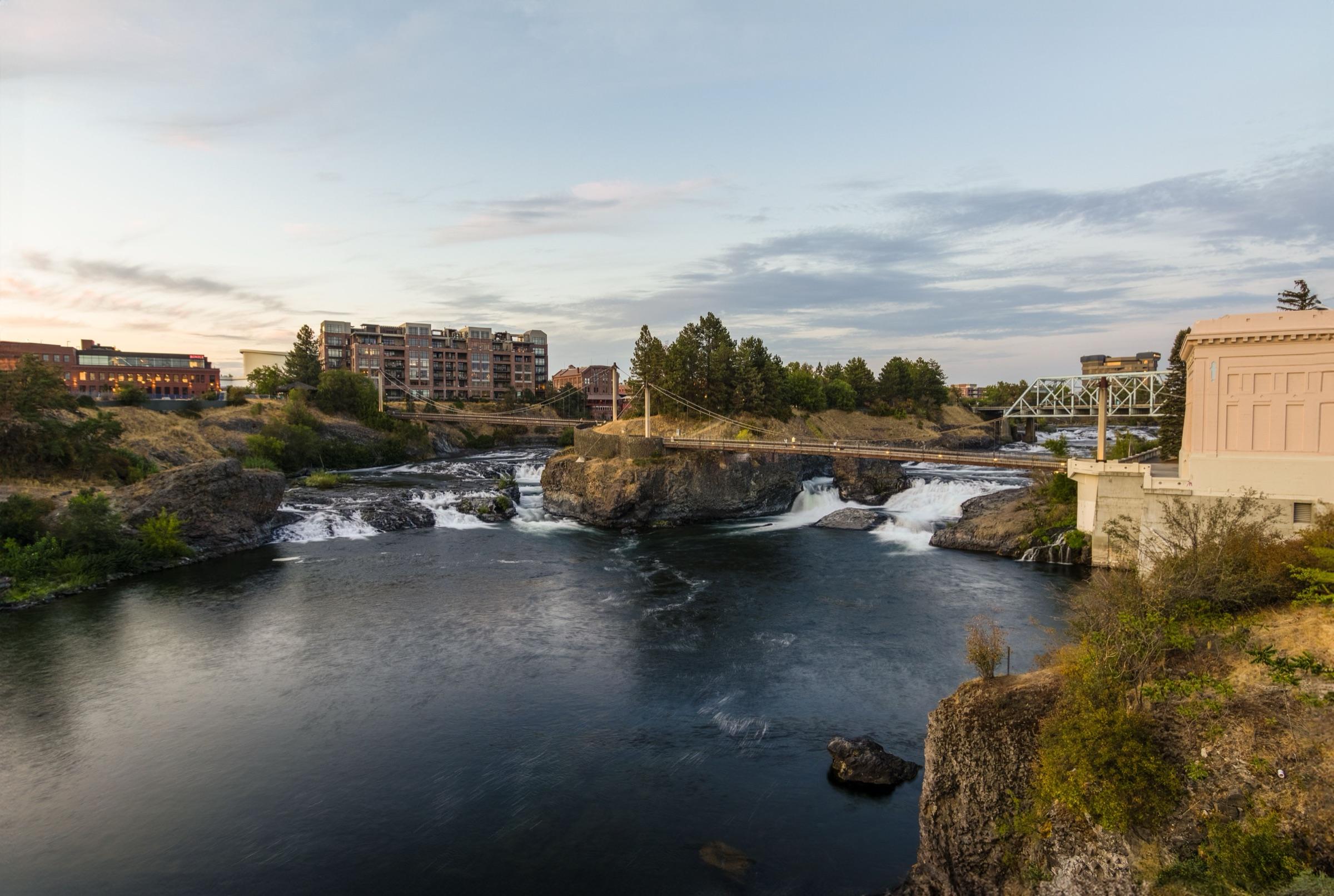 The suspension bridge over Spokane Falls in Riverfront Park