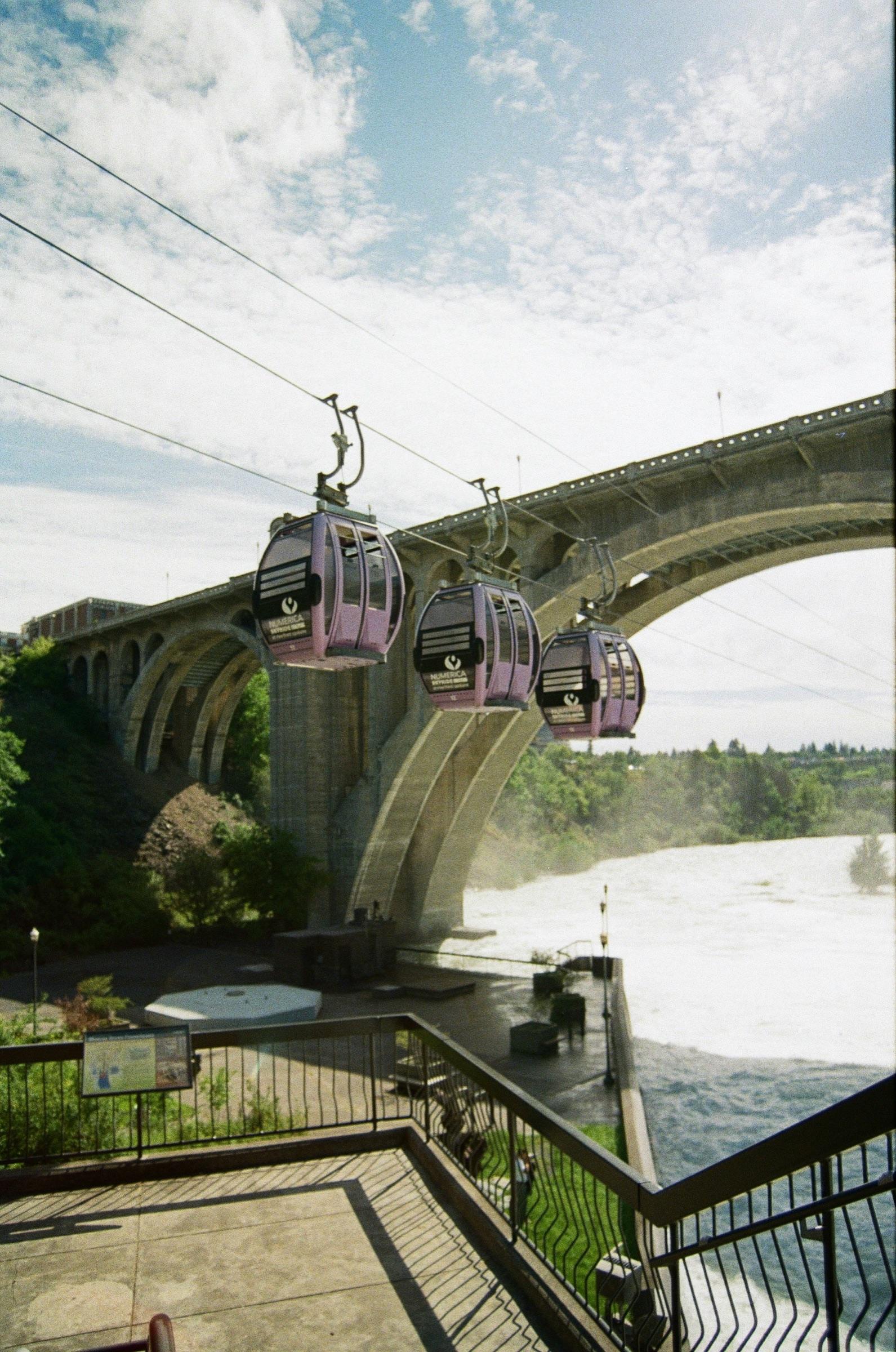 The SkyRide gondola over Spokane Falls in Riverfront Park